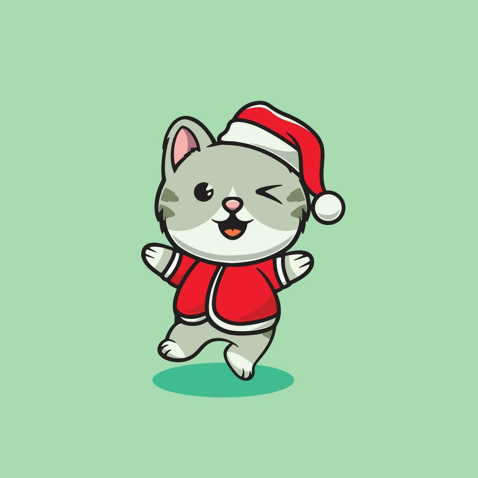 mignonne content chat sur Noël dessin animé illustration vecteur