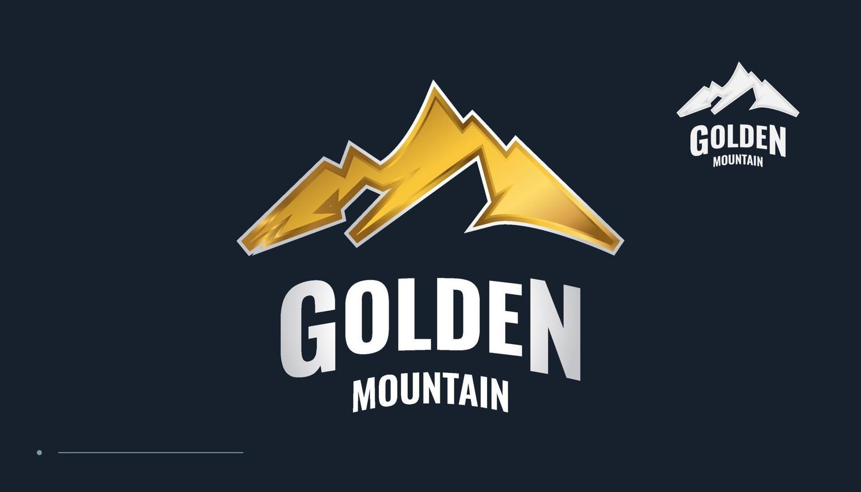 logo de montagne d'or. création de logo de collines de paysage vecteur