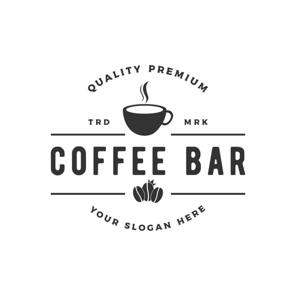 logo conception de café des haricots avec ancien rétro tasse.logo pour entreprise, café boutique, café, badge. vecteur