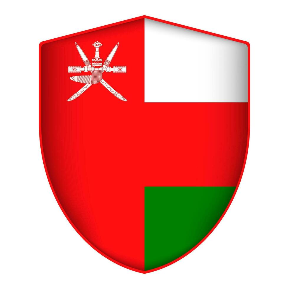 Oman drapeau dans bouclier forme. vecteur illustration.