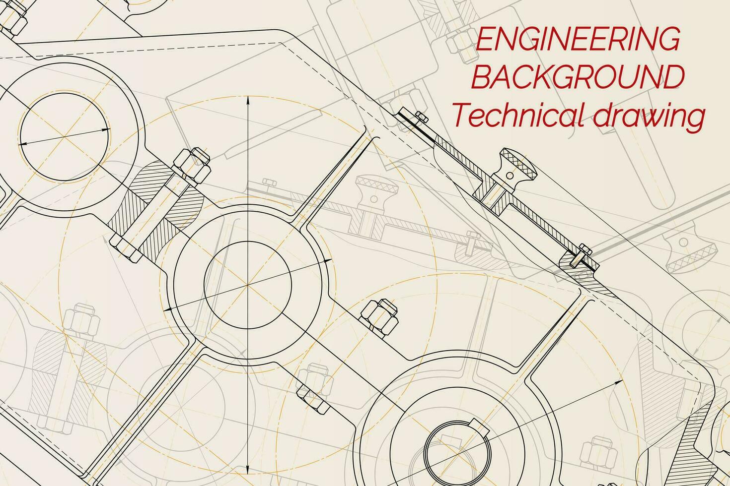 mécanique ingénierie dessins sur lumière Contexte. réducteur. technique conception. couverture. vecteur illustration