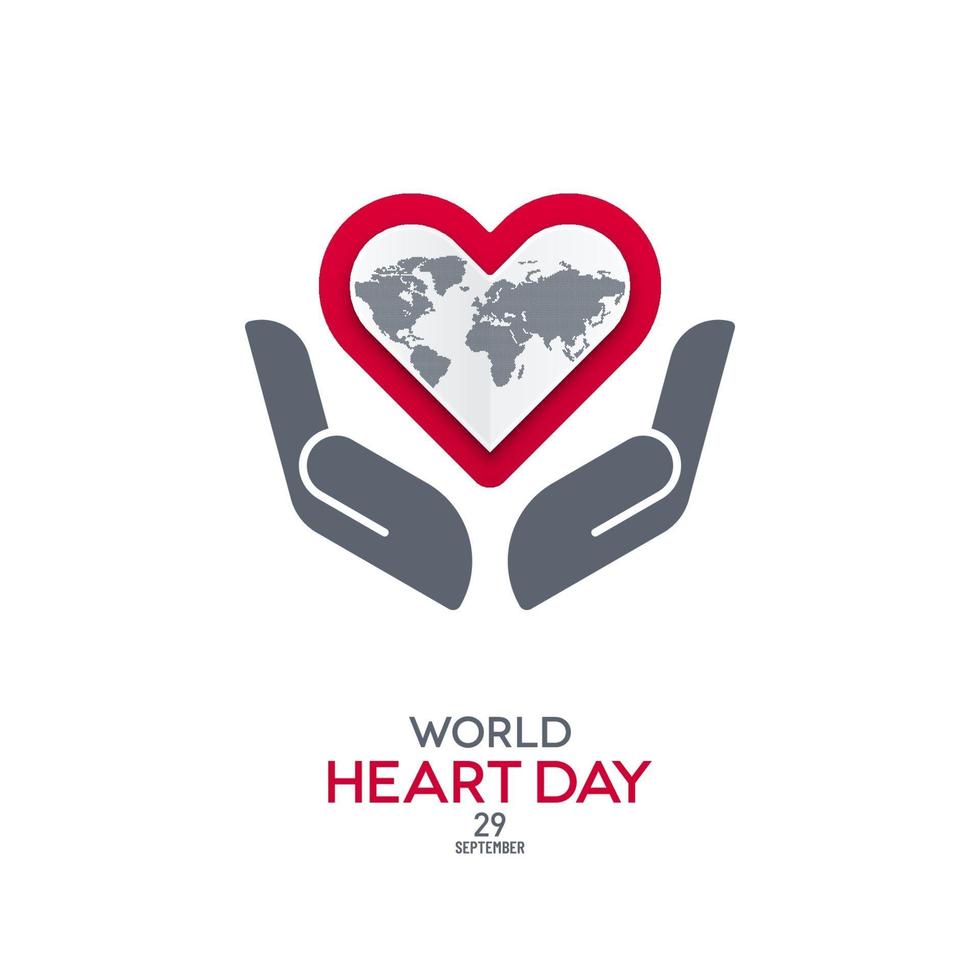 bannière de la journée mondiale du coeur avec des formes de main vecteur