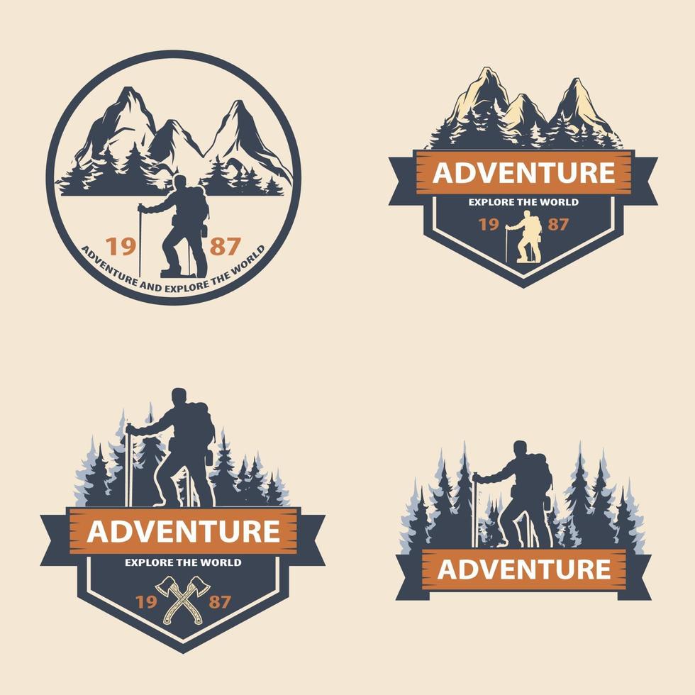 explorer le modèle de concept de logo d'aventure vecteur