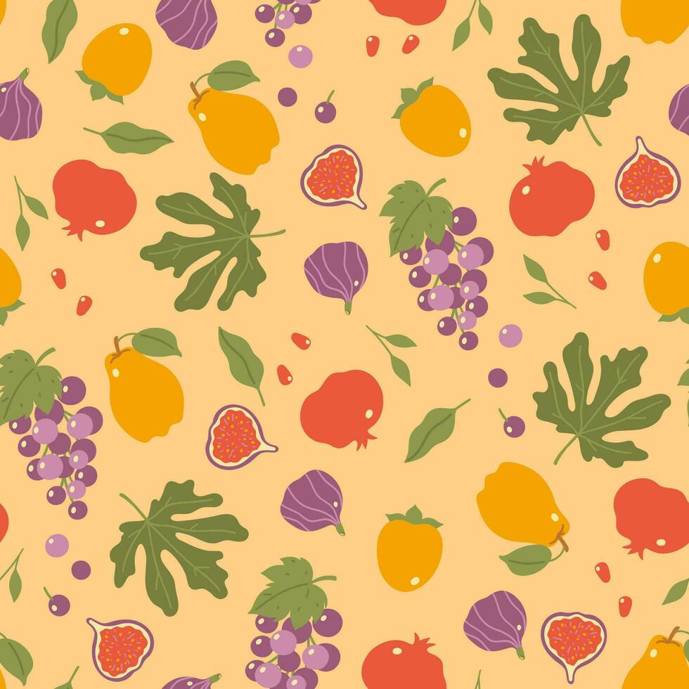 sans couture modèle avec géorgien des fruits dans chaud nuances. vecteur graphique.