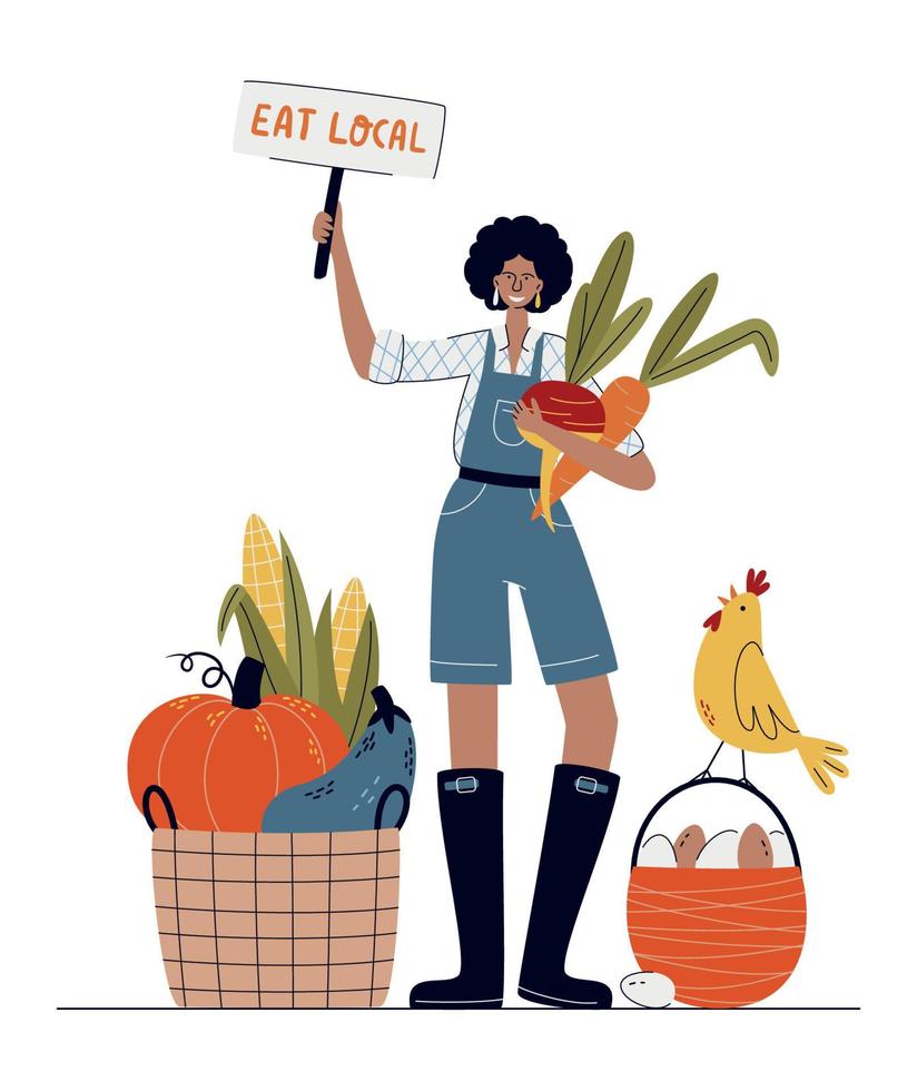 manger un concept de marché local ou agricole vecteur