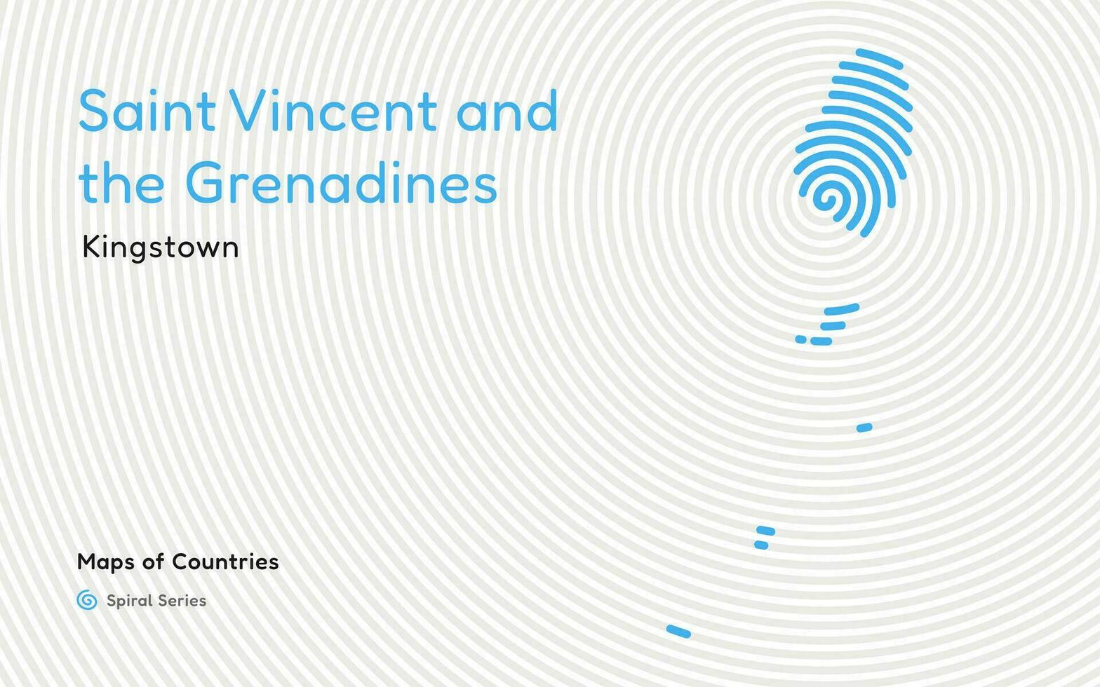 abstrait carte de Saint Vincent et le grenadines dans une cercle spirale modèle avec une Capitale de Kingstown. Latin Amérique ensemble vecteur