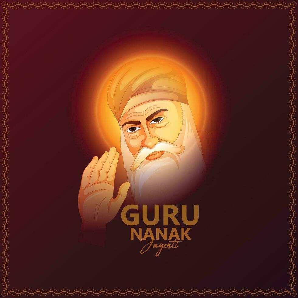 gourou nanak jayanti gurpurab, aussi connu comme gourou Nanak prakache utsav et gourou nanak jayanti, Anglais sens fête le naissance de le premier sikh gourou vecteur