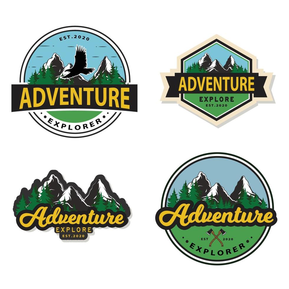 explorer le modèle de concept de logo d'aventure vecteur