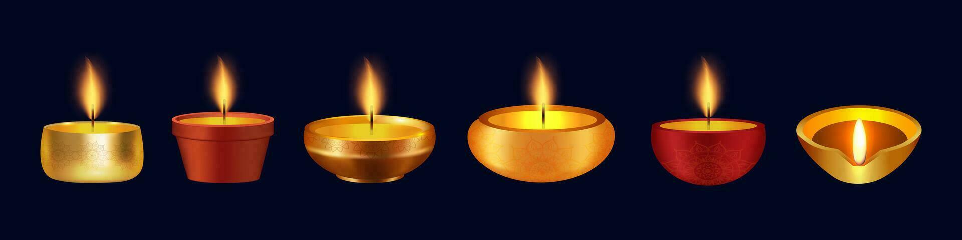 content diwali Festival élément diya lampe, craquelins, ciel lanterne, Fanus, feux d'artifice, bhia dooj vecteur