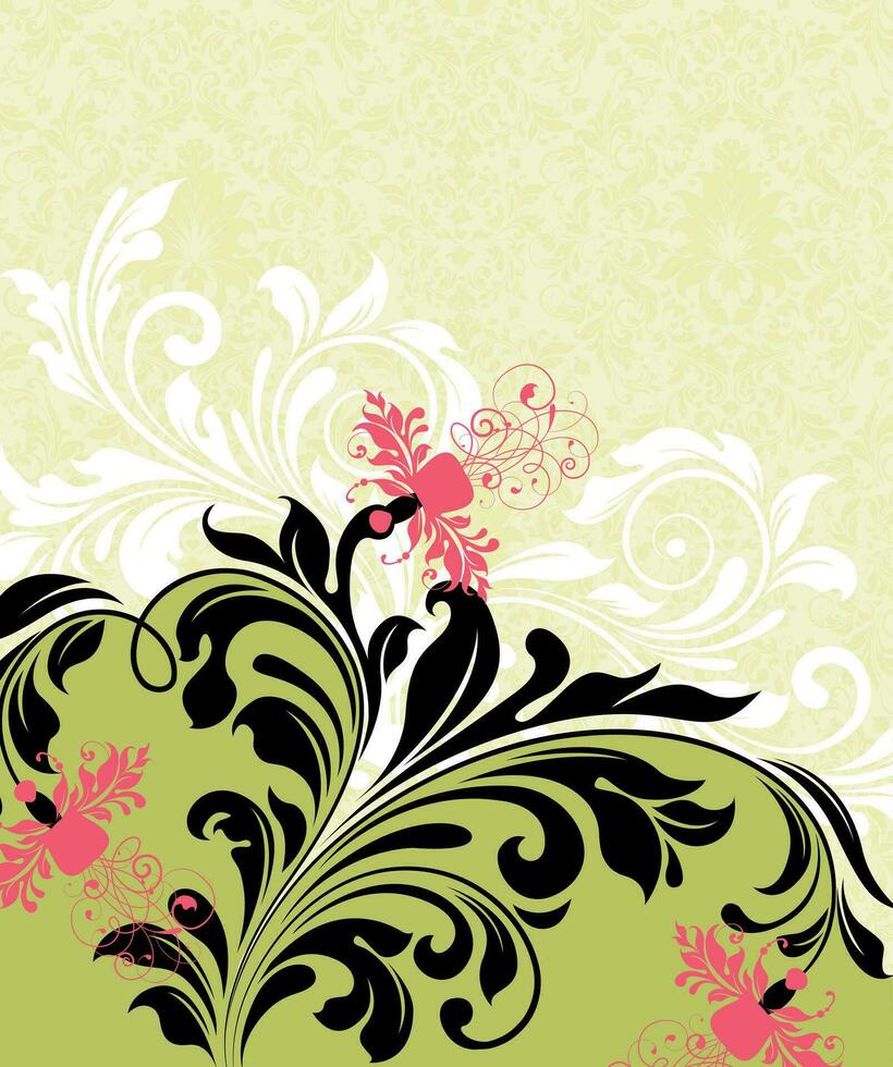 carte d'invitation vintage avec un élégant dessin floral abstrait rétro orné vecteur