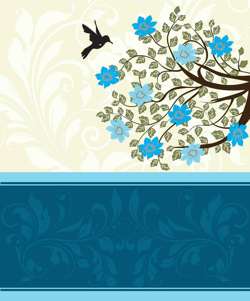 ancien invitation carte avec fleuri élégant abstrait floral arbre conception vecteur