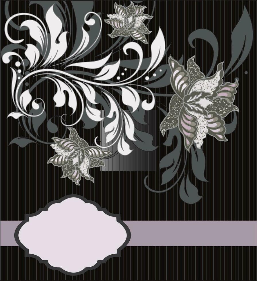 carte d'invitation vintage avec un élégant dessin floral abstrait orné vecteur