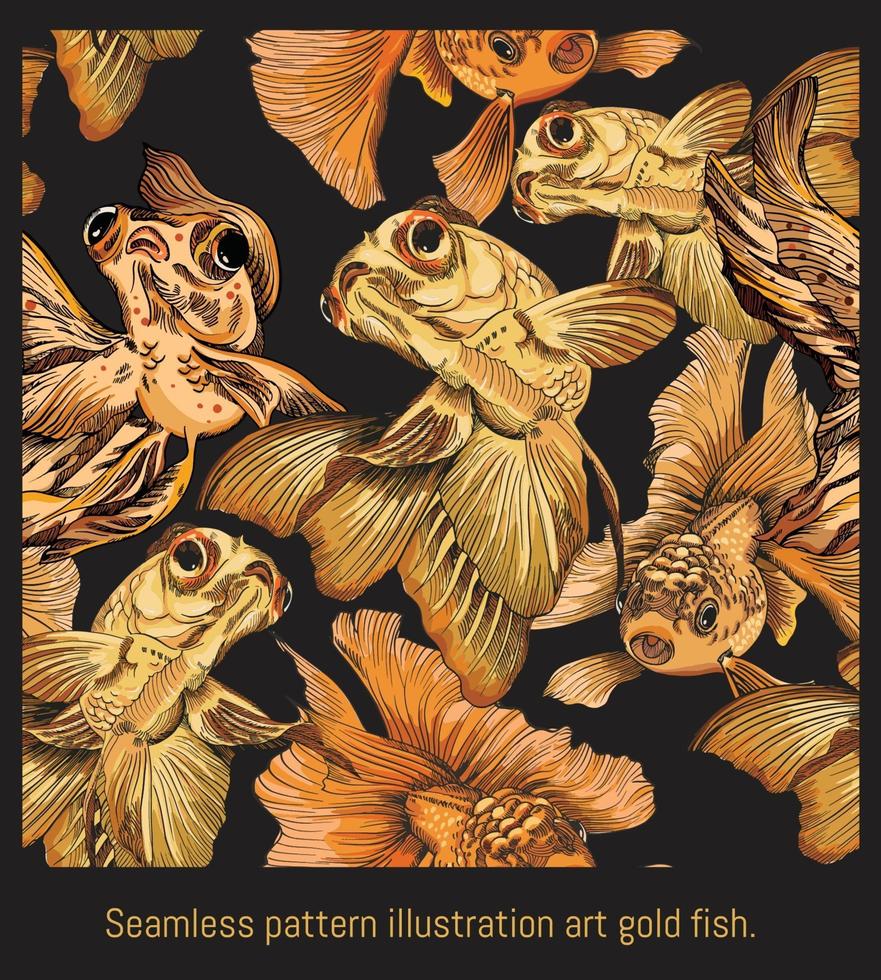 poisson d'or art illustration modèle sans couture vecteur