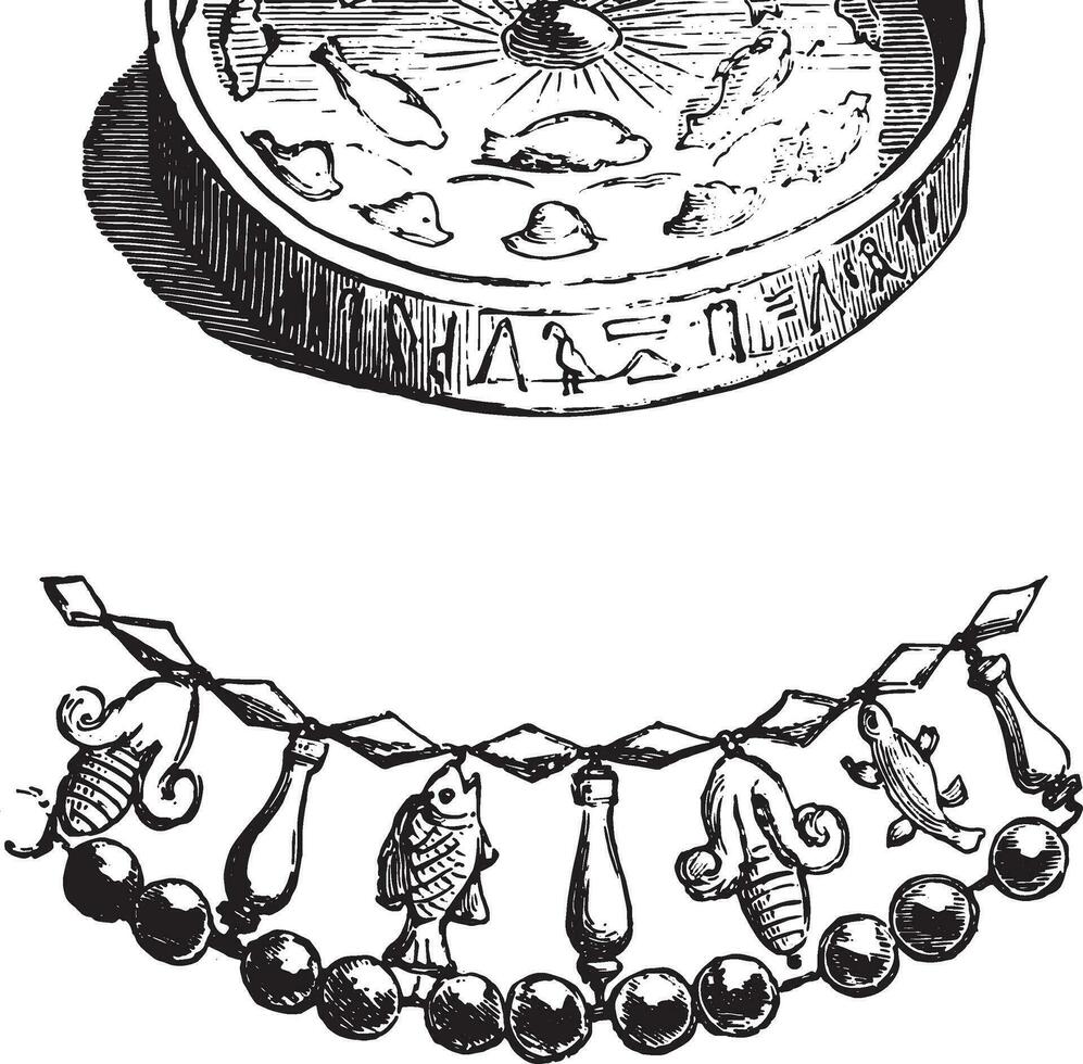 ancien égyptien or et ambre collier collier, conservé à le persienne musée. vecteur