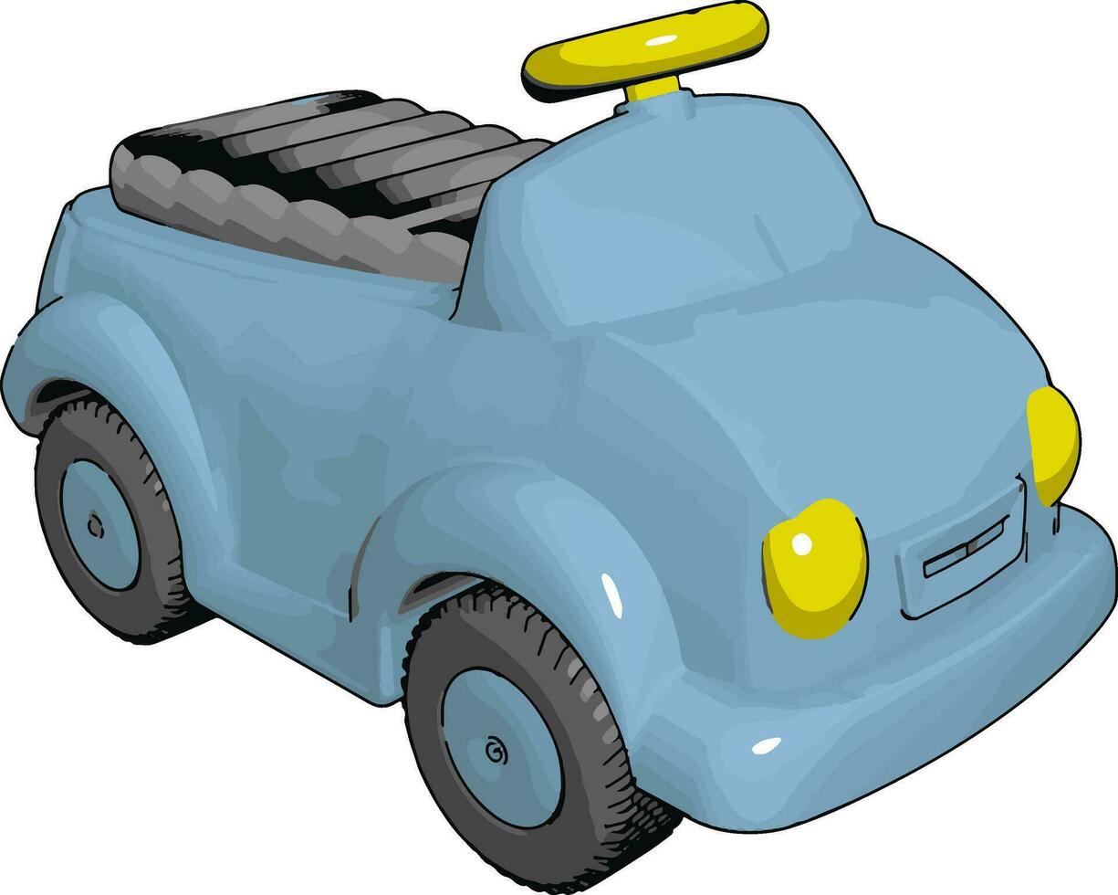 petite voiture bleue, illustration, vecteur sur fond blanc.