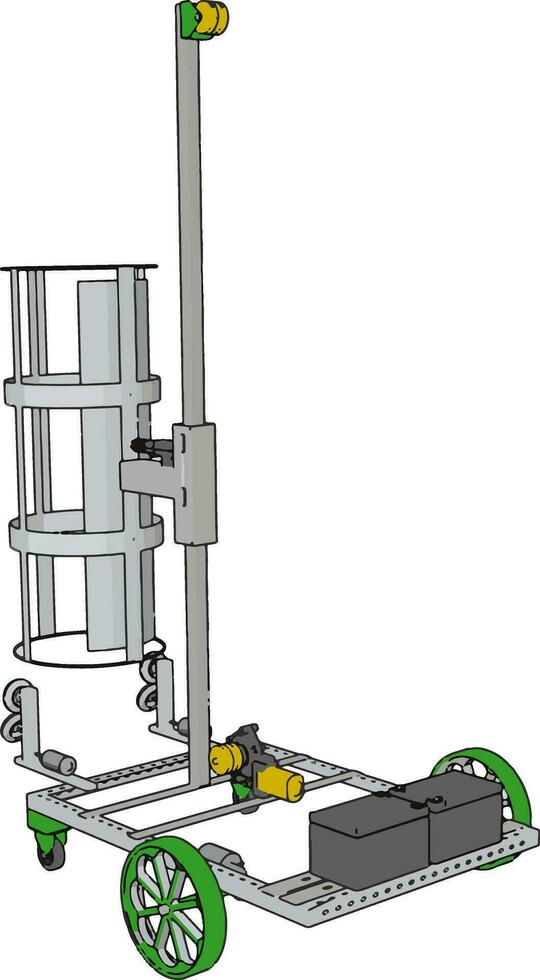 Facile panier ascenseur construction véhicule avec vert roues vecteur illustration sur blanc Contexte