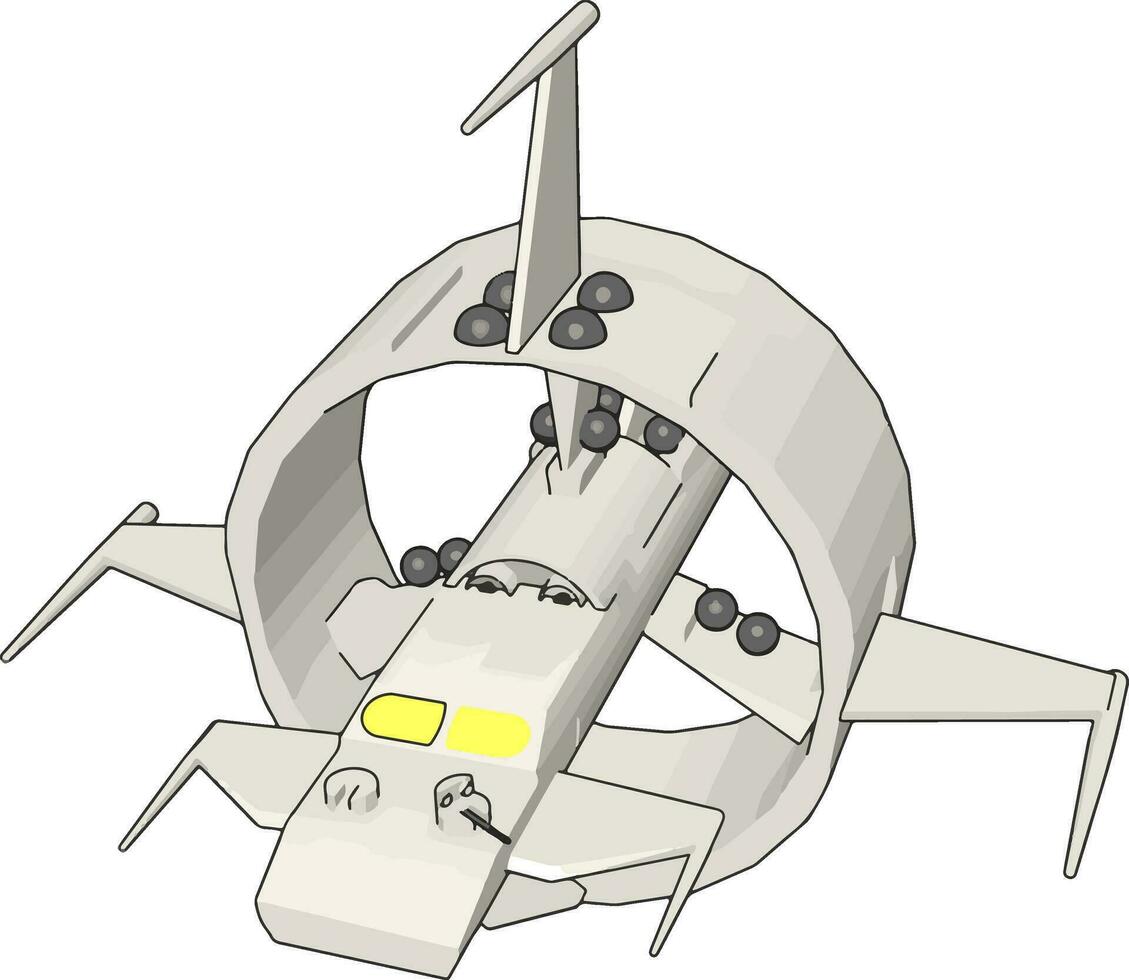 blanc rond science-fiction croiseur de bataille vecteur illustration sur blanc Contexte