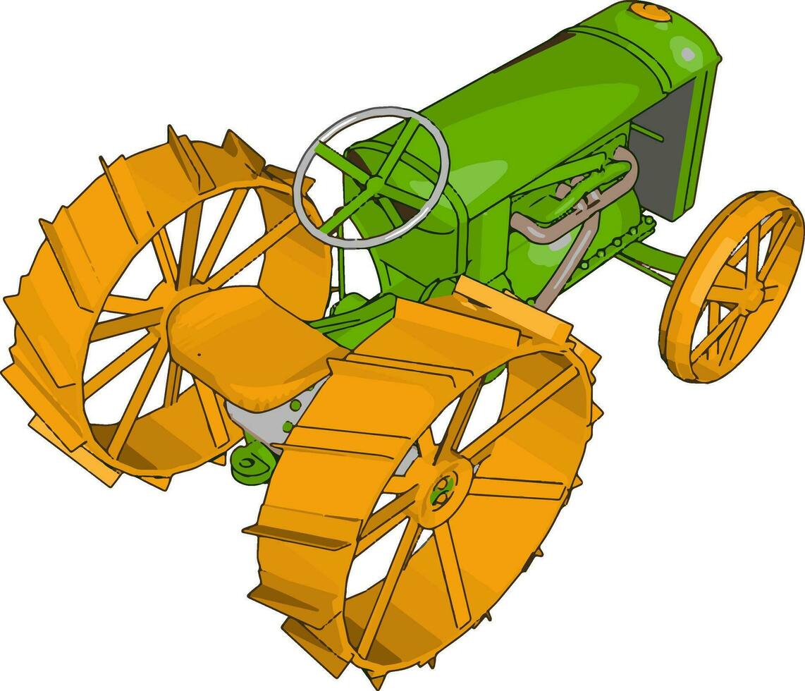 vert et Jaune tracteur vecteur illustration sur blanc Contexte