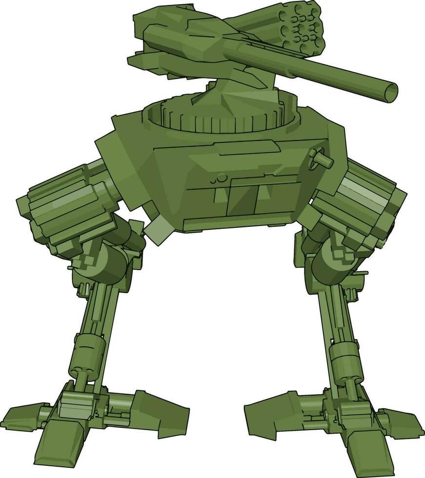 robot de guerre vert, illustration, vecteur sur fond blanc.