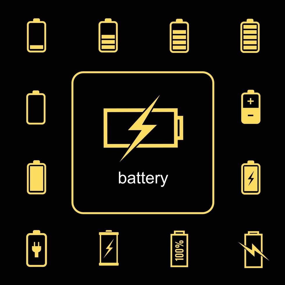 icônes de charge et de décharge de la batterie, icônes vectorielles vecteur