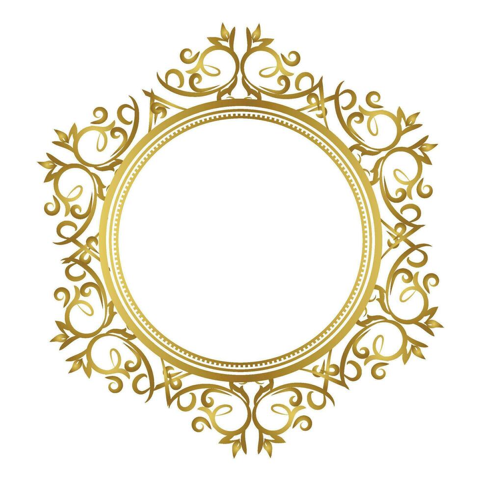 d'or rond Cadre avec laurier couronne,vintage fleurir rond Cadre cercle étiquette vecteur