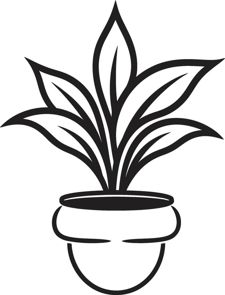 sérénité dans monochrome pot conception icône noble plante majesté noir logo art vecteur