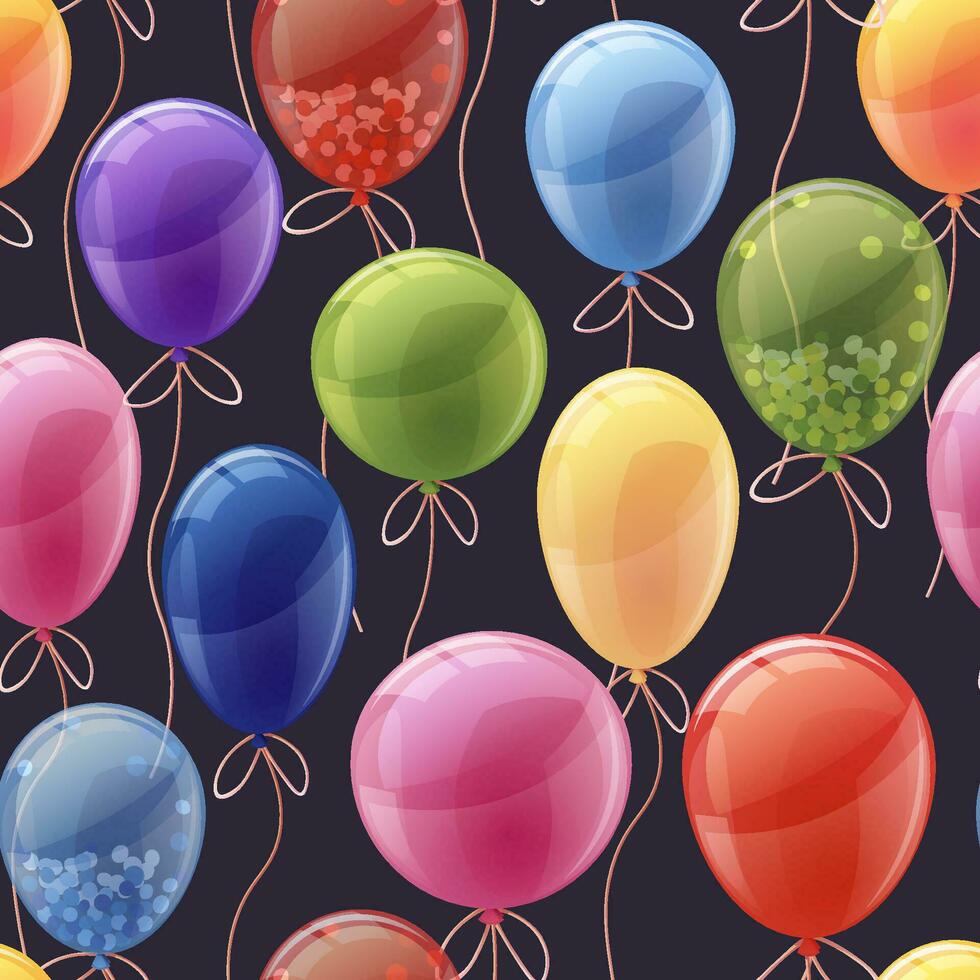 sans couture modèle avec coloré des ballons. mignonne Contexte avec hélium ballon décoration pour anniversaire. de fête texture pour emballage papier, cartes, tissu, fond d'écran. vecteur
