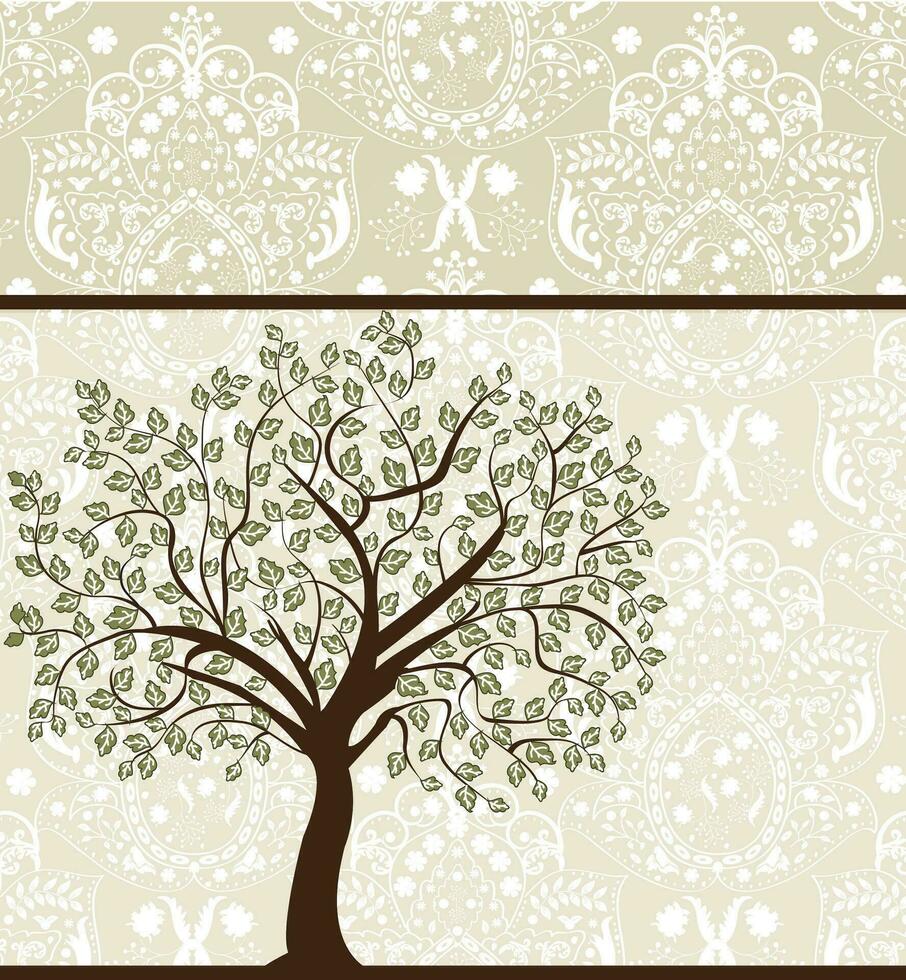 ancien invitation carte avec fleuri élégant abstrait floral arbre conception vecteur