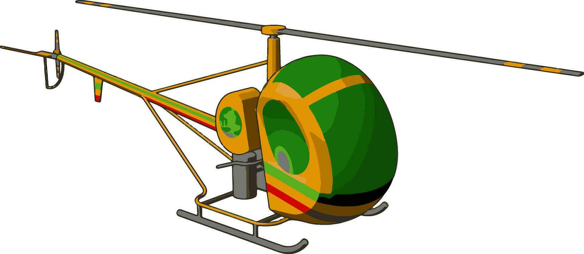 vert et Jaune hélicoptère avec vert et rouge rayures vecteur illustration sur blanc Contexte