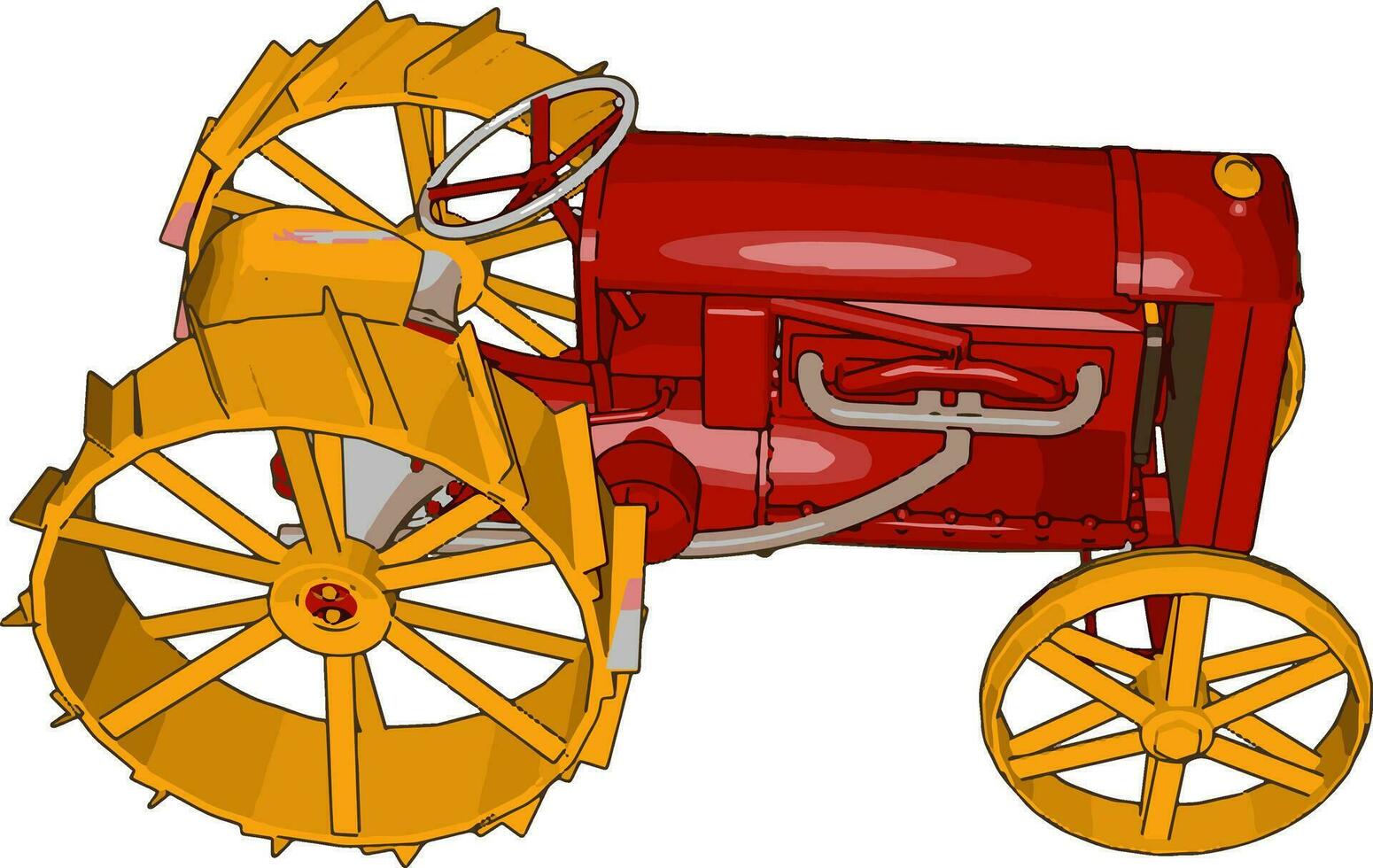 rouge et Jaune tracteur vecteur illustration sur blanc Contexte
