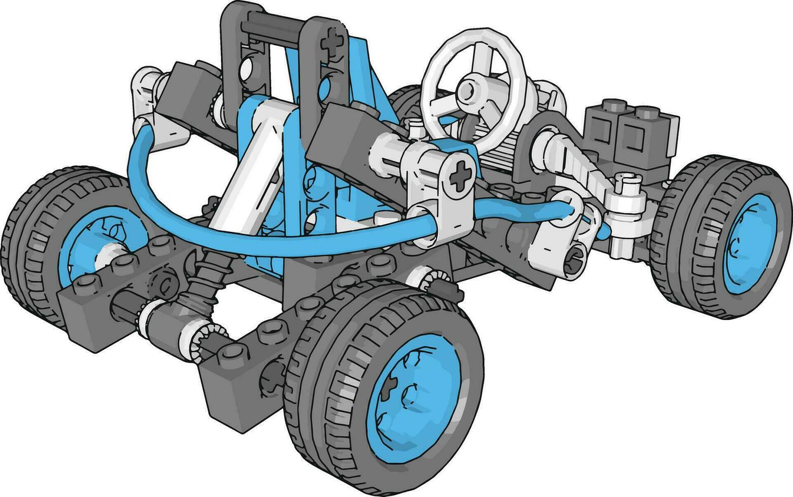 voiture bleue, illustration, vecteur sur fond blanc.