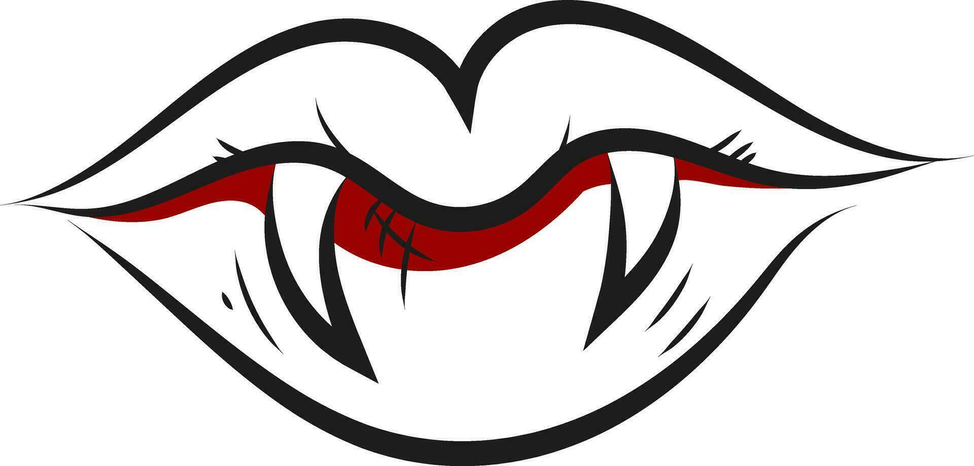 vampire lèvres tatouage , illustration, vecteur sur une blanc Contexte.