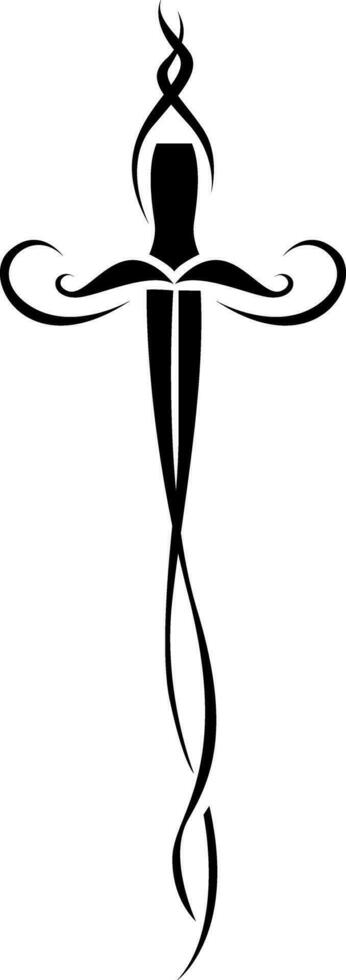 longue noir épée tatouage, tatouage illustration, vecteur sur une blanc Contexte.