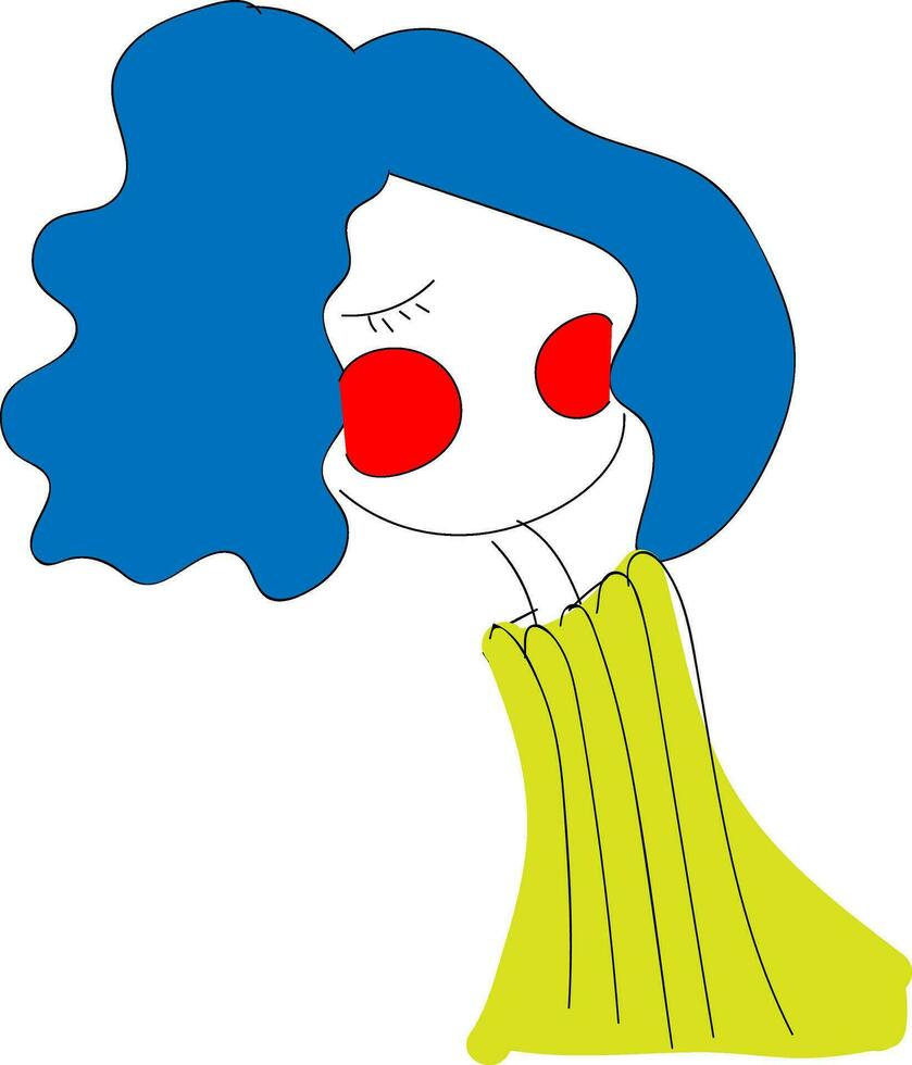 fille avec bleu cheveux, vecteur Couleur illustration.