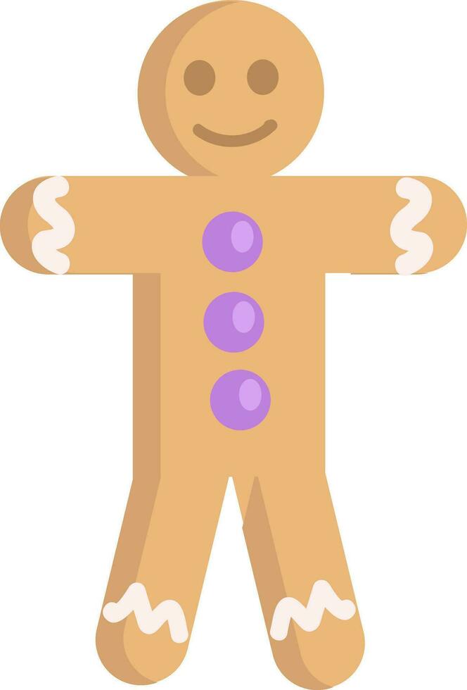 pain d'épice homme souriant avec violet boutons illustration vecteur sur blanc Contexte
