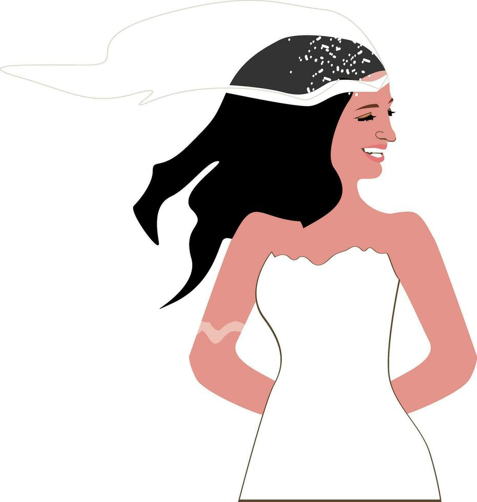 la mariée mignonne avec sa robe, vecteur ou Couleur illustration.