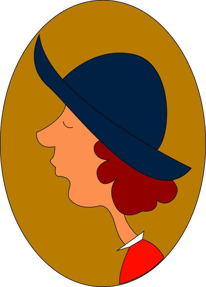 portrait de une fille dans une bleu été chapeau plus de marron Contexte vu de le côté vecteur ou Couleur illustration