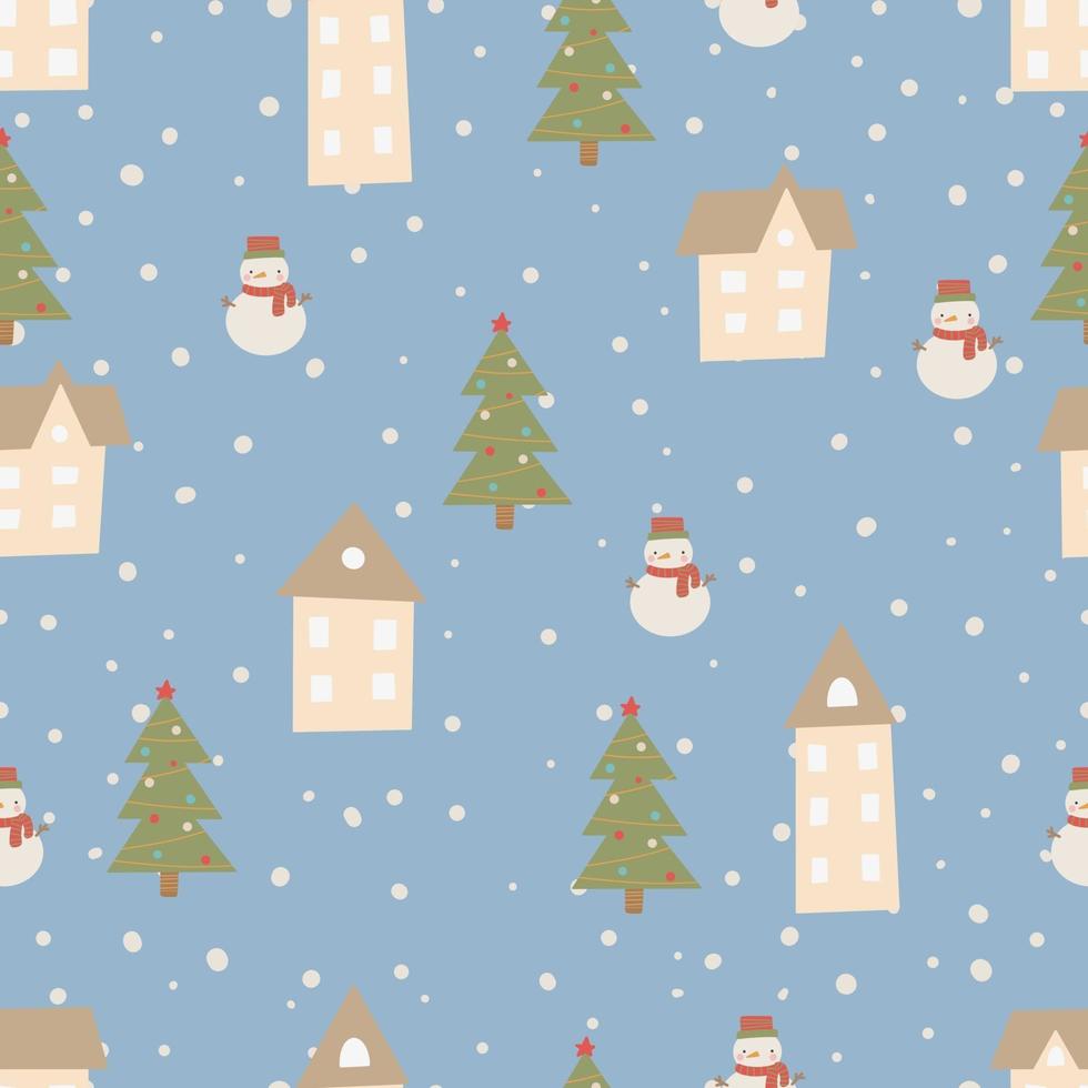 motif de noël forêt d'hiver modèle sans couture dessiné à la main vecteur