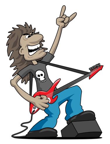 Illustration de vecteur de dessin animé guitariste rock heavy metal