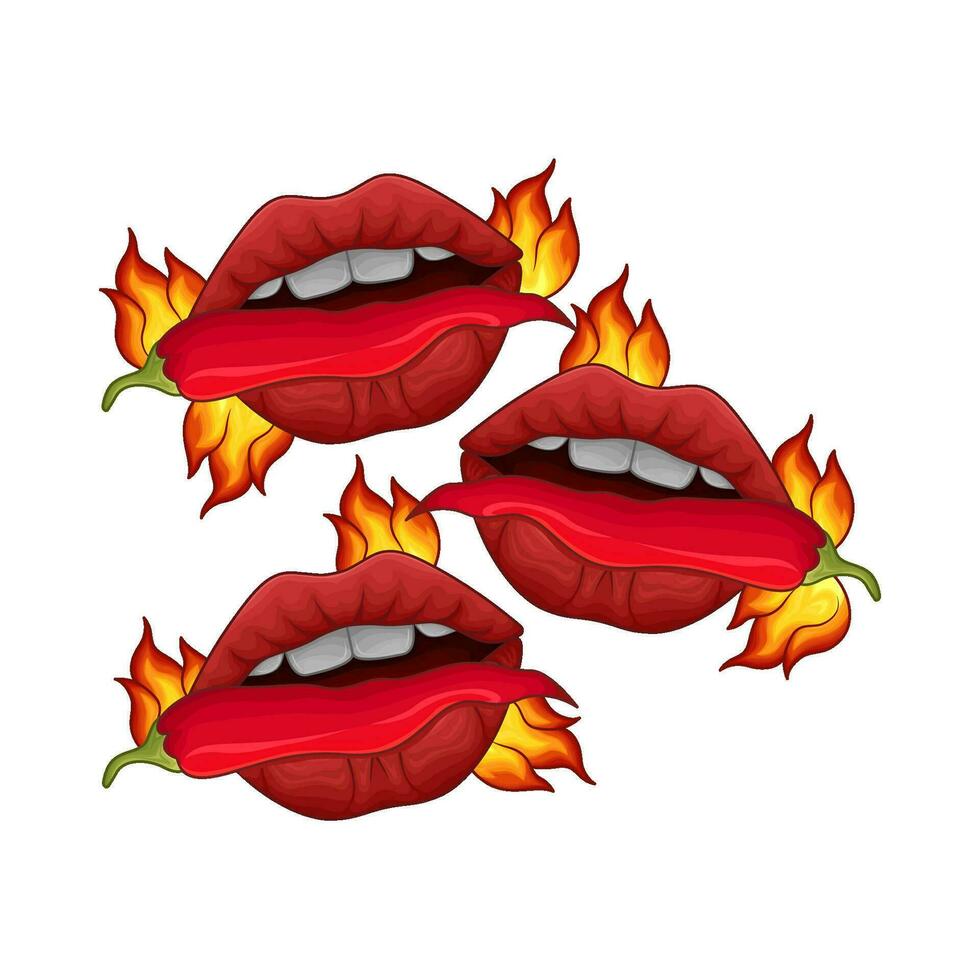 chaud le Chili, bouche avec chaud Feu illustration vecteur