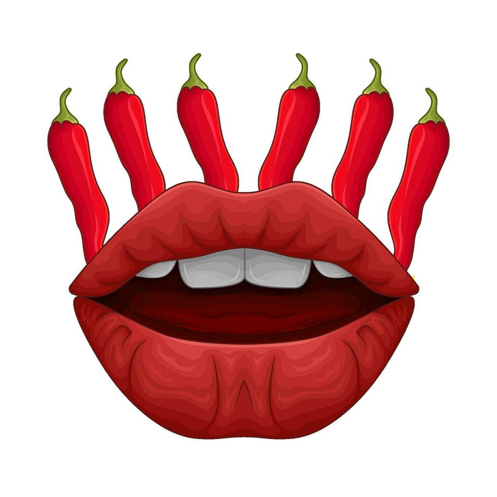 chaud le Chili avec bouche illustration vecteur