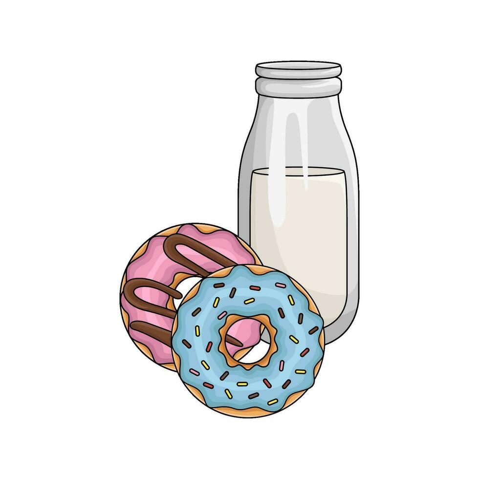 Donut avec bouteille Lait illustration vecteur