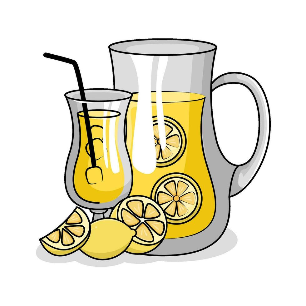 citron jus dans théière avec citron jus dans verre boisson illustration vecteur