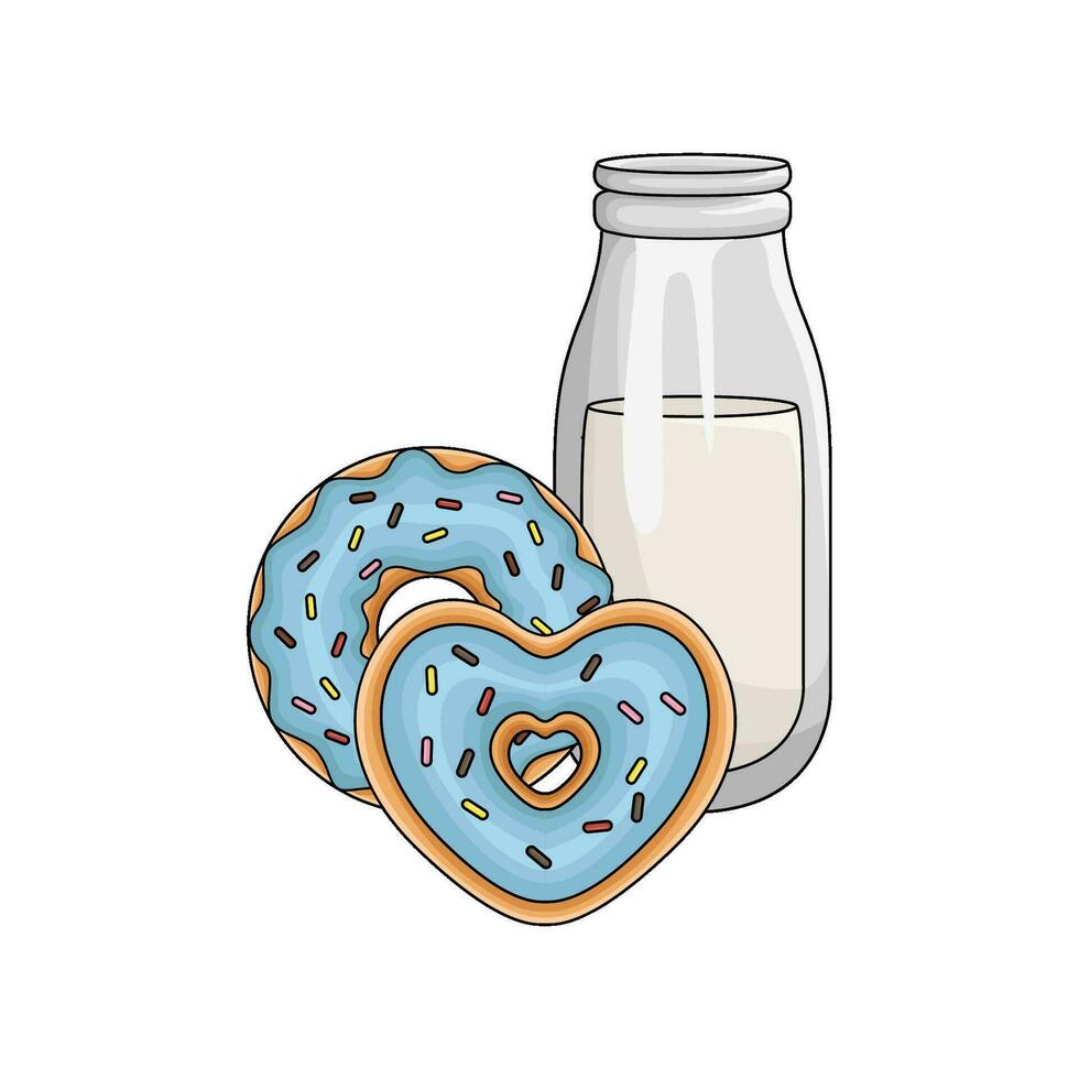 Donut avec bouteille Lait illustration vecteur