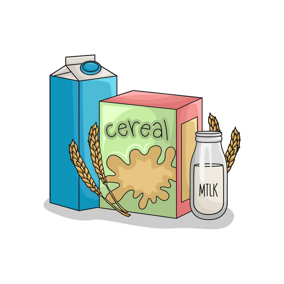 céréale boîte, blé avec Lait illustration vecteur