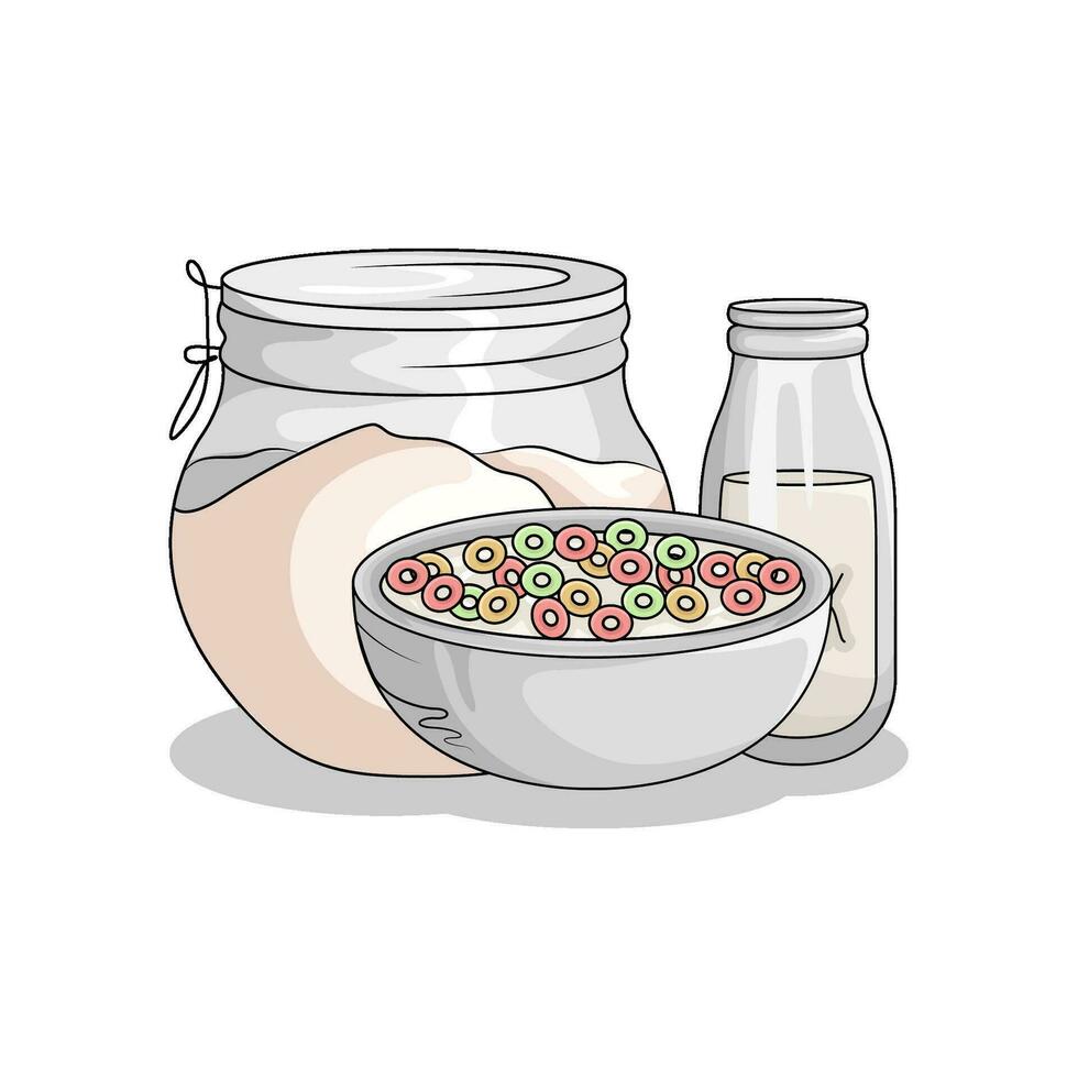 céréale dans bol avec Lait illustration vecteur
