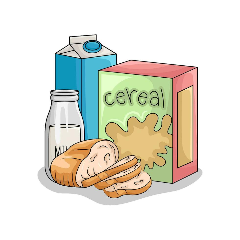céréale boîte avec blé pain illustration vecteur