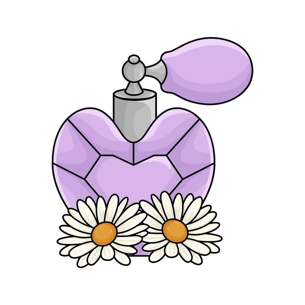 parfum bouteille vaporisateur avec Marguerite fleur illustration vecteur