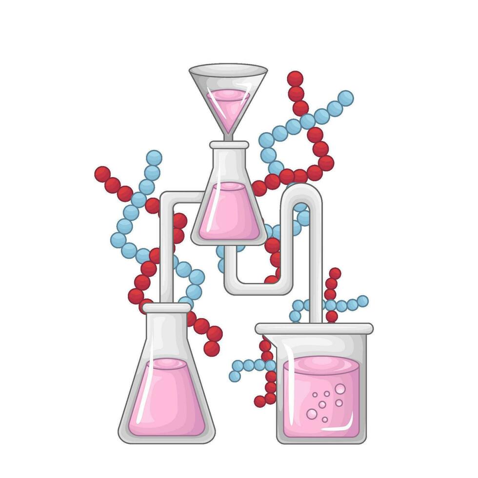 laboratoire potion bouteille avec molécule illustration vecteur