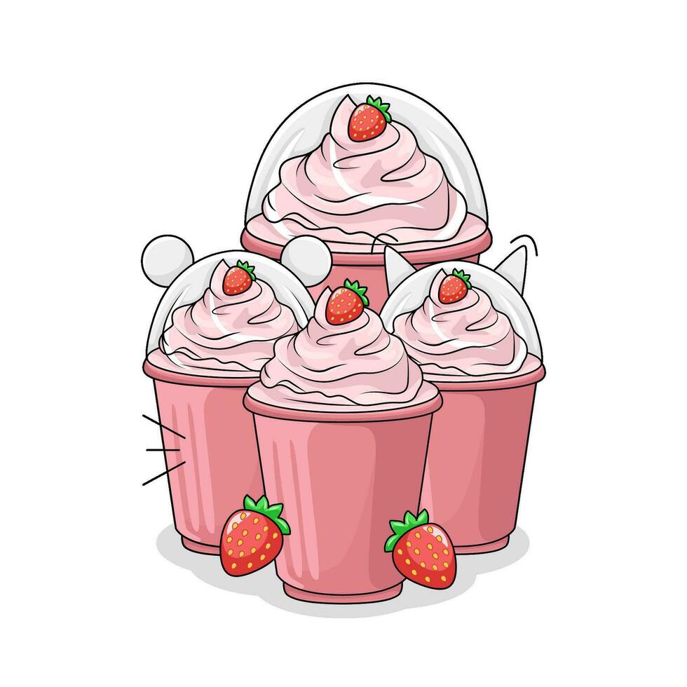 la glace crème fraise illustration vecteur
